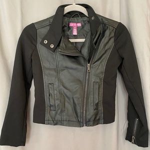 Mixed Material Moto Jacket Size Small (Or Tween) - image 1